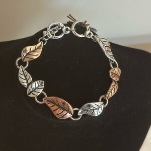 Rain - Leaf Design Silver and Rose Gold Bracelet